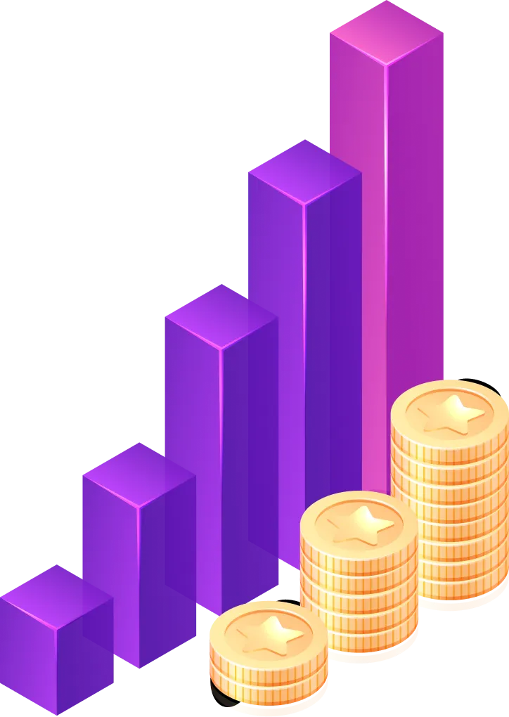 Chart and Coins Graphic